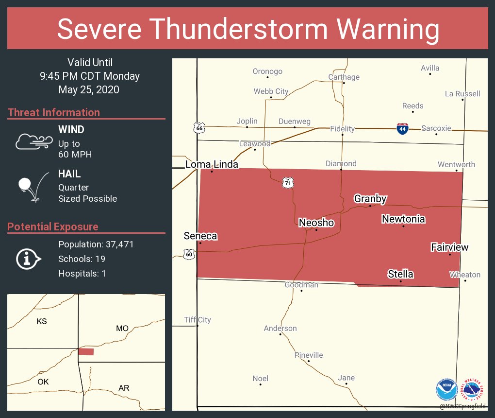 Severe Thunderstorm Warning including Neosho MO, Seneca MO, Granby MO