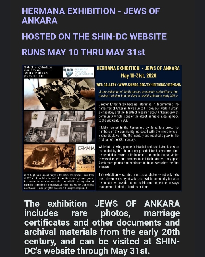 ankyranos's tweet photo. The exhibition JEWS OF ANKARA includes rare photos, documents and archival materials from the early 20th century, and can be visited at https://t.co/rkWQN1huna through May 31st.
@Sephardic_in_DC @SALOMTURKEY  @WorldJewishCong 
Hermana documentary is available to watch on @BluTV https://t.co/ZRRpEMFFz4