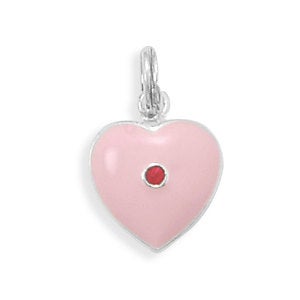 Pink Enamel Heart Charm with Red Crystal, Heart Charm, Pink Heart, Heart with Red Crystal, Gift Heart, Love Heart, Necklace Heart Charm tuppu.net/8ad364f0 #jewelrymandave #Etsy #PinkEnamel