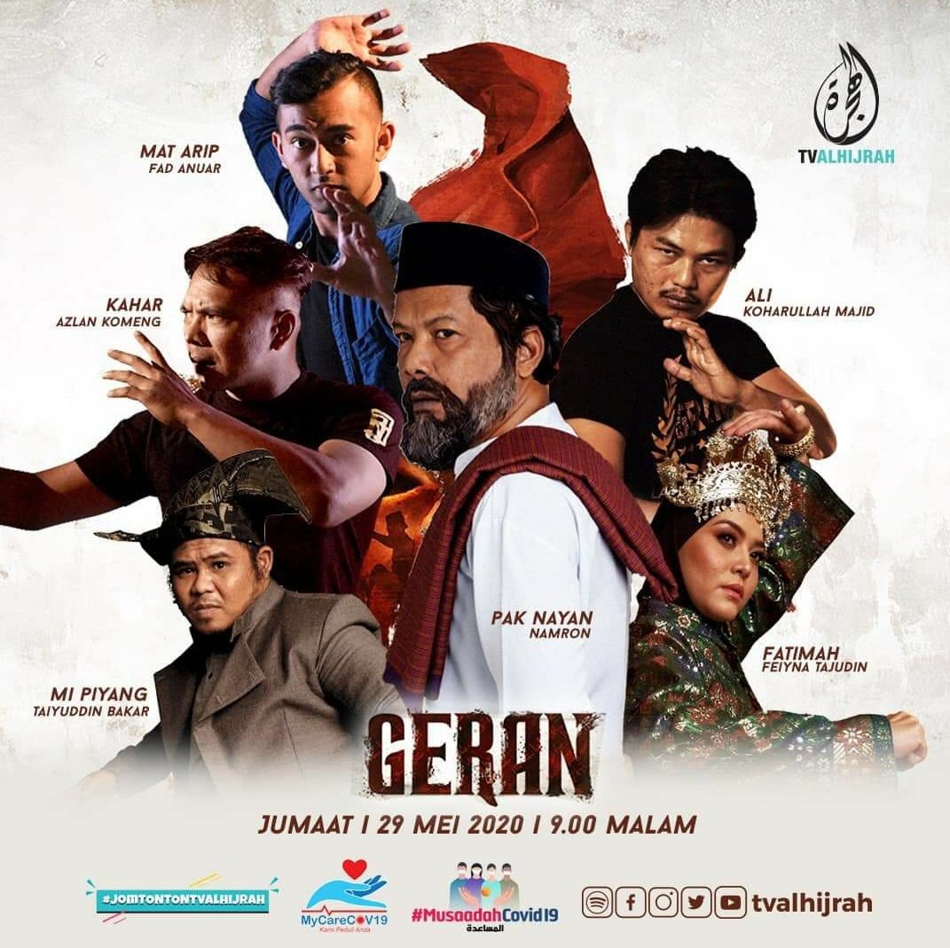 Megat_Sharizal's tweet photo. Bagi sesiapa yang terlepas menyaksikan filem aksi Geran tahun lepas. Boleh lah tonton di @TVAlhijrah jumaat ini! Lakonan Lekiu Qohar Azlan Komeng Fad Anuar @TaiyuddinBakaR Fieyna Taj dan @_Nam_Ron_!
#FilemGeran
#PusakaKitaMaruahKita https://t.co/5YhbpbTQV3