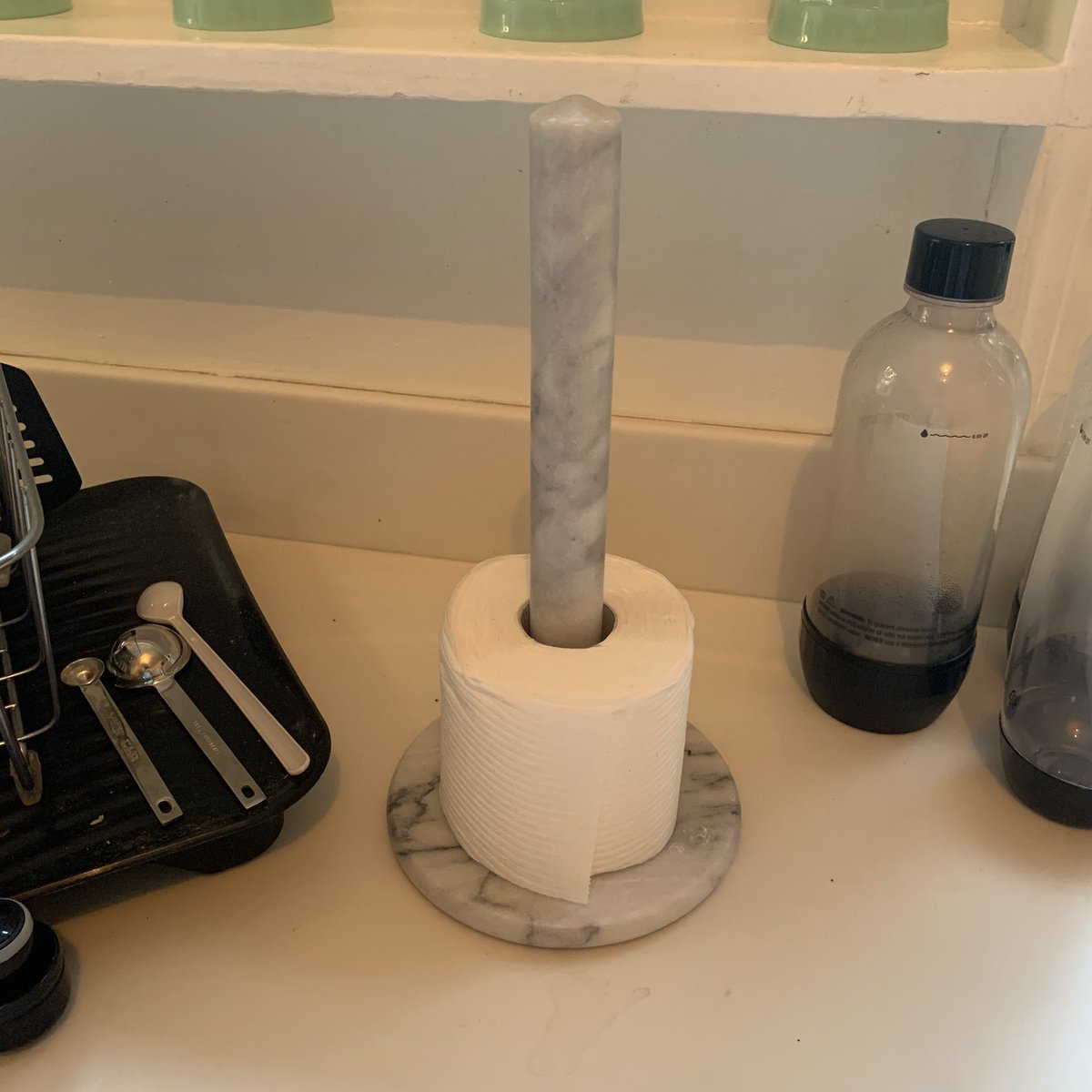 Paper towel holder with toilet paper because I’m out of power towels