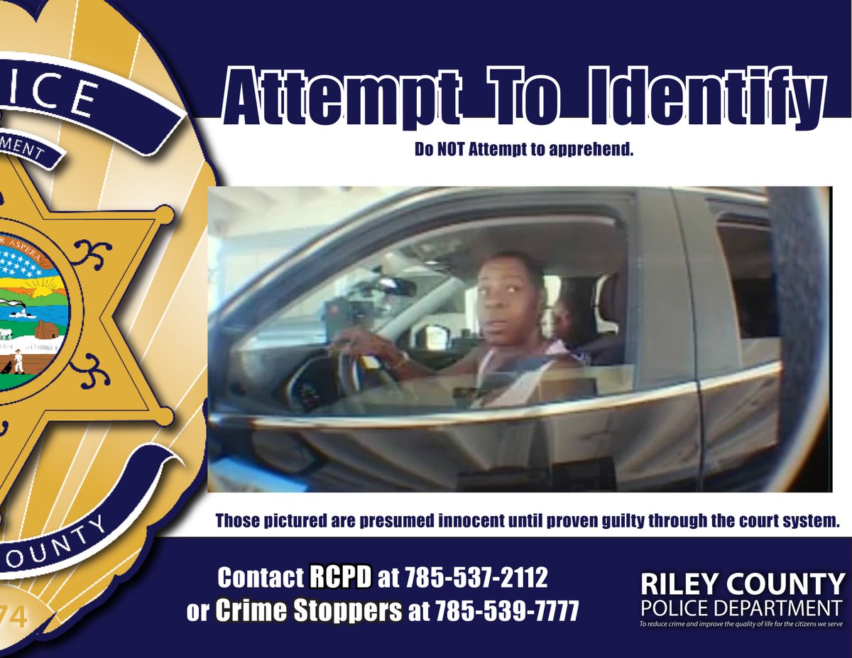 RileyCountyPD's tweet photo. ATTEMPT TO IDENTIFY:

Do you know this person? We would like to speak to them after they obtained $4,000 fraudulently from Capital Federal Savings Bank in late March. If you have any information, please contact RCPD at (785) 537-2112 or Crime Stoppers at (785) 539-7777. https://t.co/dfqhRKWiPd