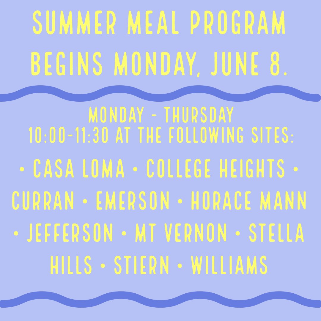 Meal Distribution Reminder: In observance of Memorial Day, meals will be served Tuesday-Thursday this week.  BCSD will not serve meals The week of June 1st as we prepare for summer meal distribution.  The BCSD Summer Meal Program is set to begin Monday, June 8, 2020 #TeamBCSD