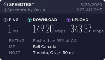 tysonbaber's tweet photo. Hey @Bell, what gives? If I paid for 150 Mbps down I'd be thrilled, but instead I pay for 500 Mbps down. Shall I also pay 30% of my bill this month? https://t.co/5ysQ8JamrX