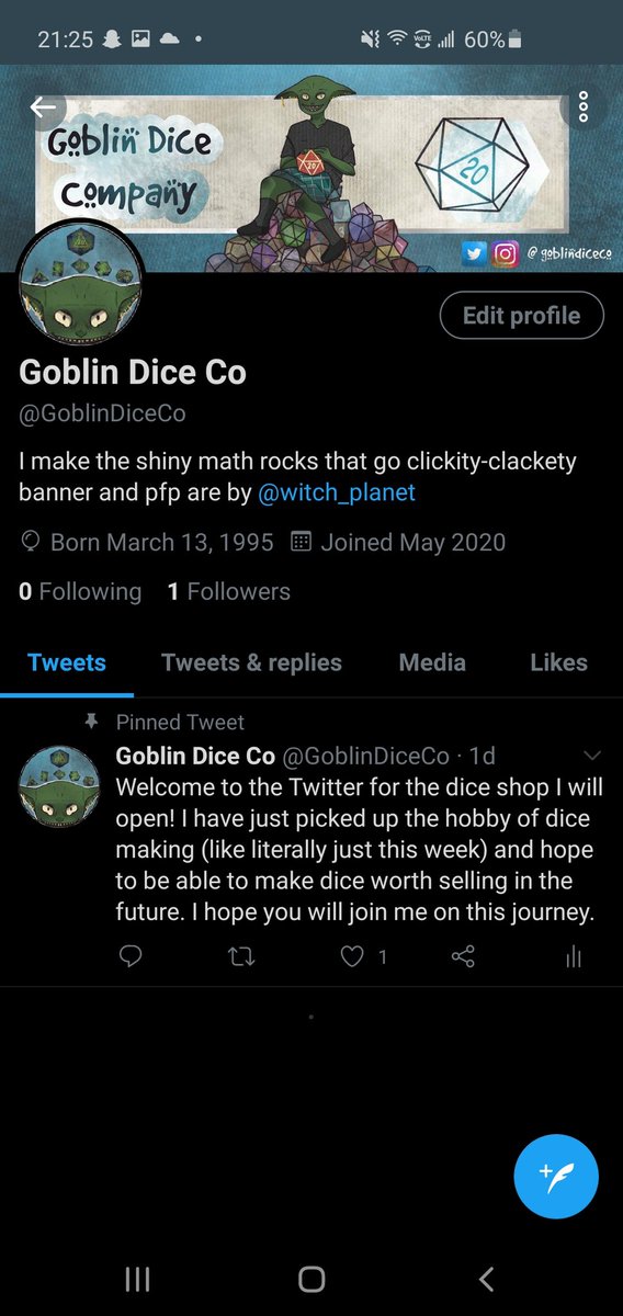 anyp0rtinast0rm's tweet photo. So I did a thing. @GoblinDiceCo is my new Twitter for my new dice account! If you want to follow me on my journey through this hobby with the hope of it becoming a side job! https://t.co/k8IJt7ufuY