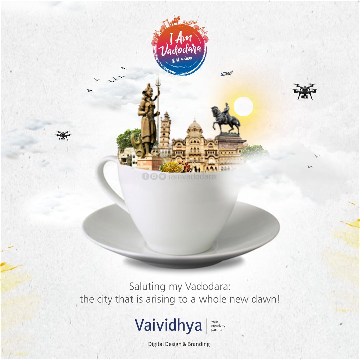 HuchuVadodara's tweet photo. Saluting my Vadodara: the city that is arising to a whole new dawn!

Design By : @vaividhya

#Vadodara #Iav #Baroda #reopening  #saluting #sursagar #laxmivilaspalace #kalaghoda #iamvadodara  #lockdown #vaividhya #CoronavirusLockdown #Lockdown4 #heritage #creativity https://t.co/91odVLrUpD