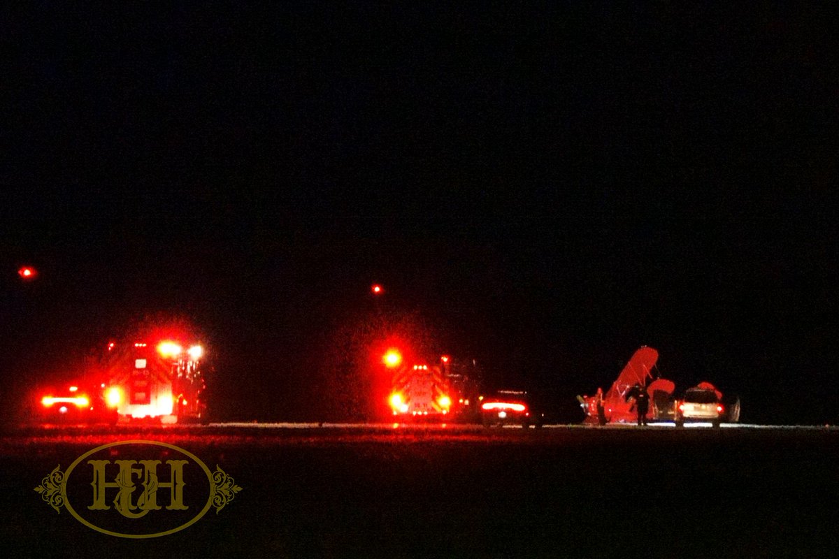 HooksHalligans's tweet photo. Chatham-Kent emergency crews on scene of a small bi-plane that crashed on the runway at CYCK. #ckont #ckfes #ckfire https://t.co/1yM9L33xjt