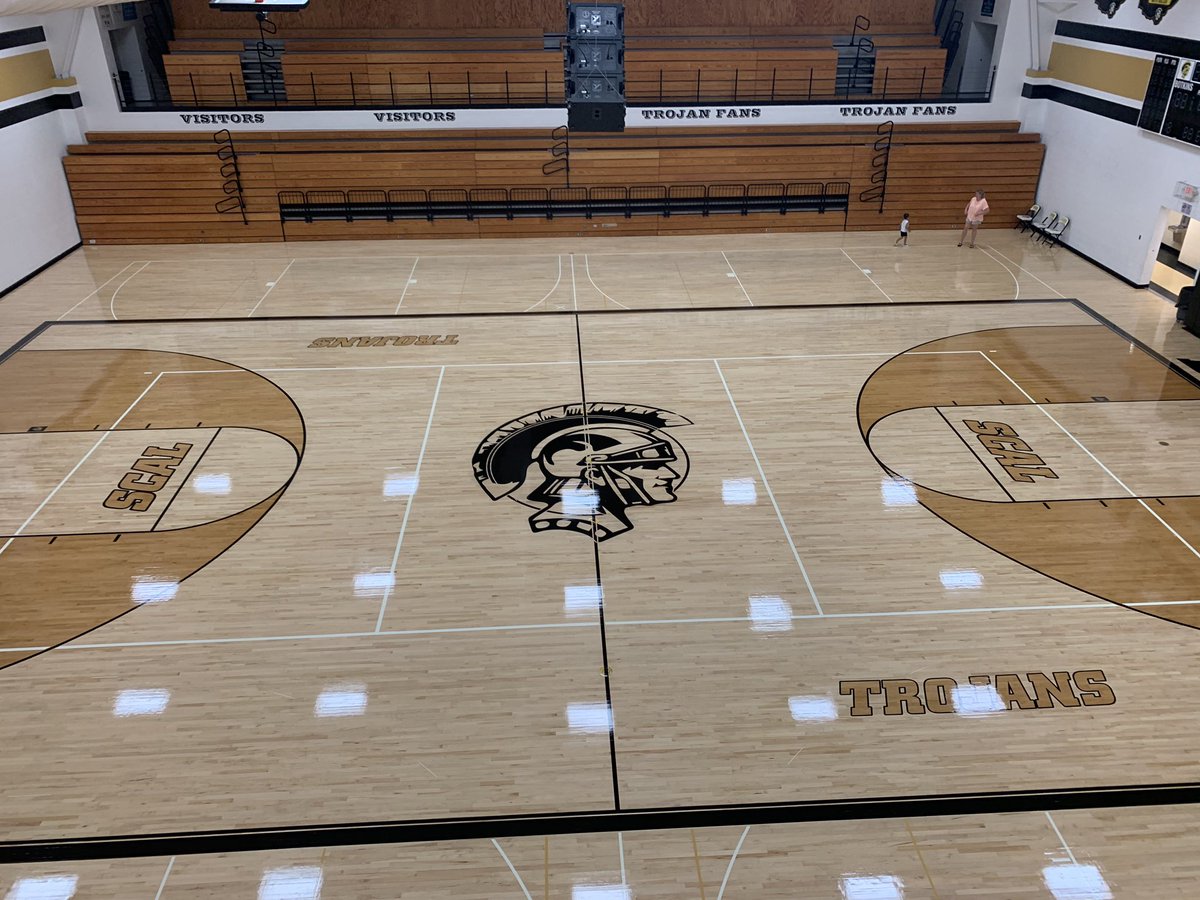 BotkinsSchool's tweet photo. Tomorrow is a big day! The student athletes can get back to work. When the students walk back into the BAC, there will be a new look to welcome them! #NewPaintJob #TrojanPride #SmellslikeNew https://t.co/zet52h7FSw
