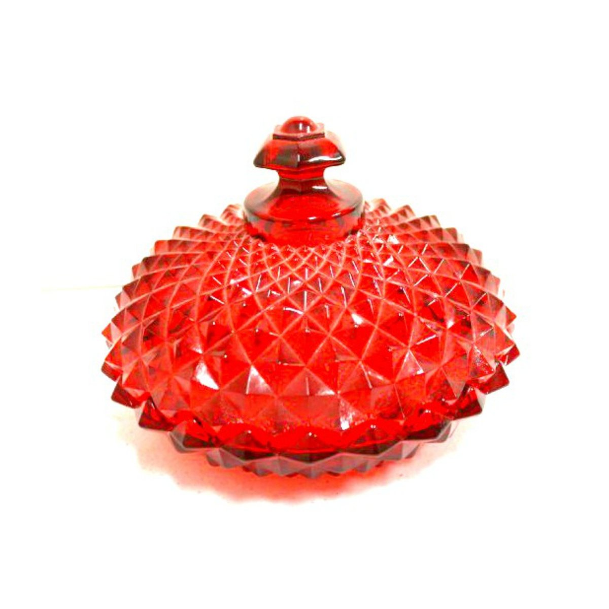 JunkYardBlonde's tweet photo. Red Diamond Point Depression Glass Candy Box https://t.co/A6scpT2EvO #red #glassliddeddish #glasstrinketdish #finial #glasspowderbox #liddeddish #depressionglass #junkyardblonde #midcenturyglass https://t.co/eqlVWNpFS2