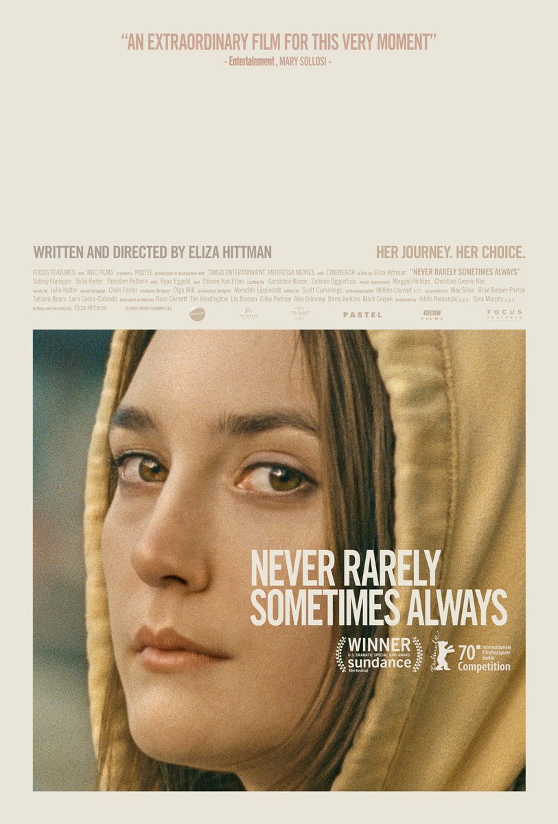 34. NEVER RARELY SOMETIMES ALWAYS (2020) -- Hanya film drama biasa tentang seorang cewek 17 tahun yang belum siap menjadi seorang ibu dan memutuskan untuk aborsi. Tapi diabaikan keluarga, namun didukung penuh keputusannya oleh sepupunya.P.S: Talia Ryder cakep ui!!!