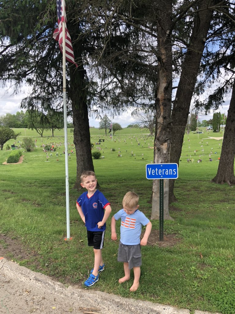 Adejong_80's tweet image. Spent a few hours driving around Iowa today to teach these boys about the meaning of the day. Found some beautiful cemeteries in Newton and Knoxville.  #lotsofquestions #memorialday