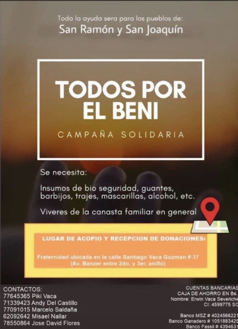 benianoConLa38's tweet photo. Parienchis y mopris de chuiter, ustedes que son una Bellura de gentes, les que quieran ayudar o colaborar aquí les dejo estos datos para aportes para diferentes municipios del #Beni 💚🤠
#CuaretenaBeniana
#SOSBeni https://t.co/E0NotStDPy