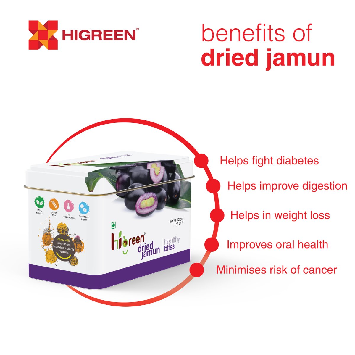 higreen_dehy's tweet photo. #DriedJamuns are low on calories, which makes them the perfect healthy snack.
It's risky to buy fresh food supplies because of the spread of #COVID19
#Higreen has a list of #healthy products for munching.
Call us on 9427981389 for orders
#StayHome #StaySafe #StayHealthy https://t.co/2lPy2vLxwP