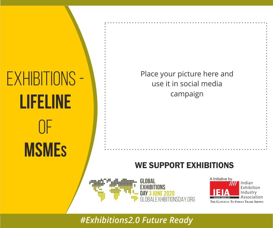 Exhibitions provide numerous  business opportunities to MSMEs at a single platform.
<a href="/PMOIndia/">PMO India</a> ; <a href="/cimgoi/">Minister of Commerce and Industry</a> ; <a href="/minmsme/">Ministry of MSME</a> <a href="/nitin_gadkari/">Nitin Gadkari</a>
#WeSupportExhibitions #ExhibitionsBuildEconomies #GED20