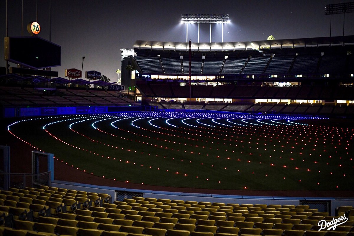 Dodgers's tweet image. All of the lights. 

Thousands of lights were placed in the outfield at Dodger Stadium to honor the fallen heroes who served our country and their families.
