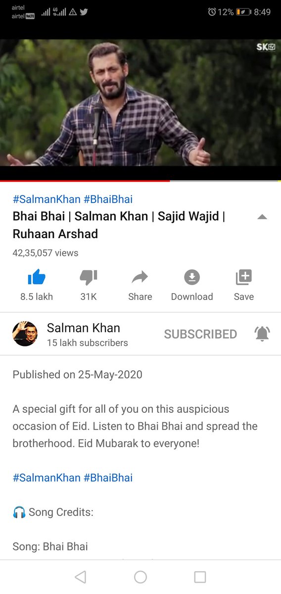 GaydhaneRani's tweet photo. Kindly go and watch #BhaiBhai song as its lyrics is awesome @BeingSalmanKhan explain about hindi-Muslim relation in simple words https://t.co/0KmyYlJznp