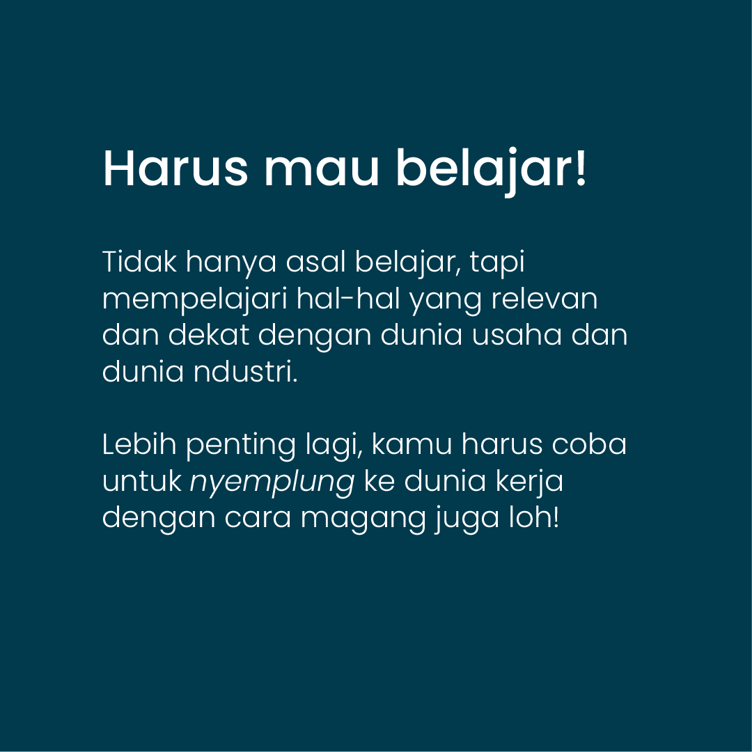 LP3I_Indonesia's tweet photo. Masa depan tak ada yang tau. Namun, biasanya hasil berbanding lurus dengan usaha.
.
LP3I punya 3 saran agar kamu dapat wujudkan karir sesuai anganmu. Geser kiri yuk, dan mari berkembang bersama!
.
.
#lp3i #beranipunyaskill #vokasi #kuliahkerja #beraniberkembang #beraniberkarya https://t.co/55jRa4C7FJ