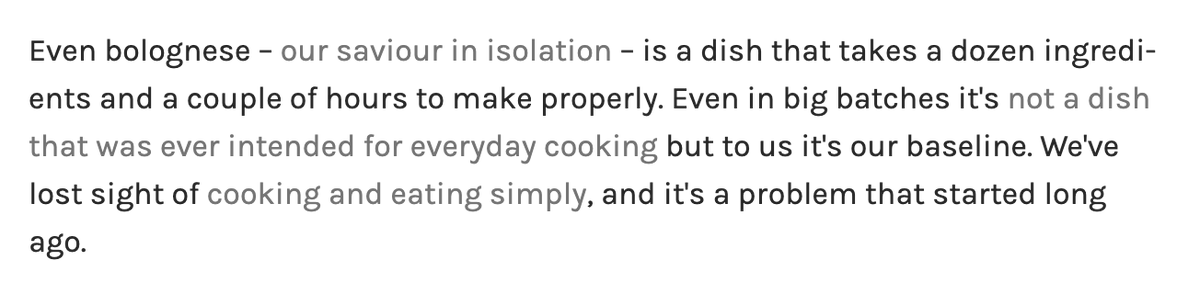 Just wanted to highlight this from my column at the end of last week. We've lost the knowledge of how to cook simply and we need to relearn it, and looking at other cultures can help us a lot.