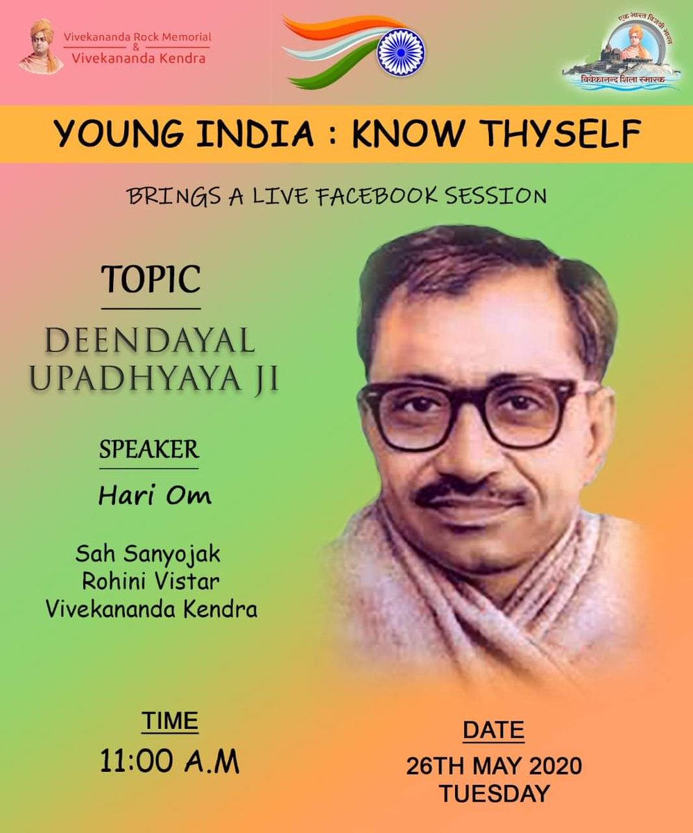 yikt2020's tweet photo. Listen about #DeendayalUpadhyaya Today at 11 AM on facebook page of #YougIndiaKnowThyself 
Link - https://t.co/VNkdU4myki

@vkendra https://t.co/BOHbofL90E