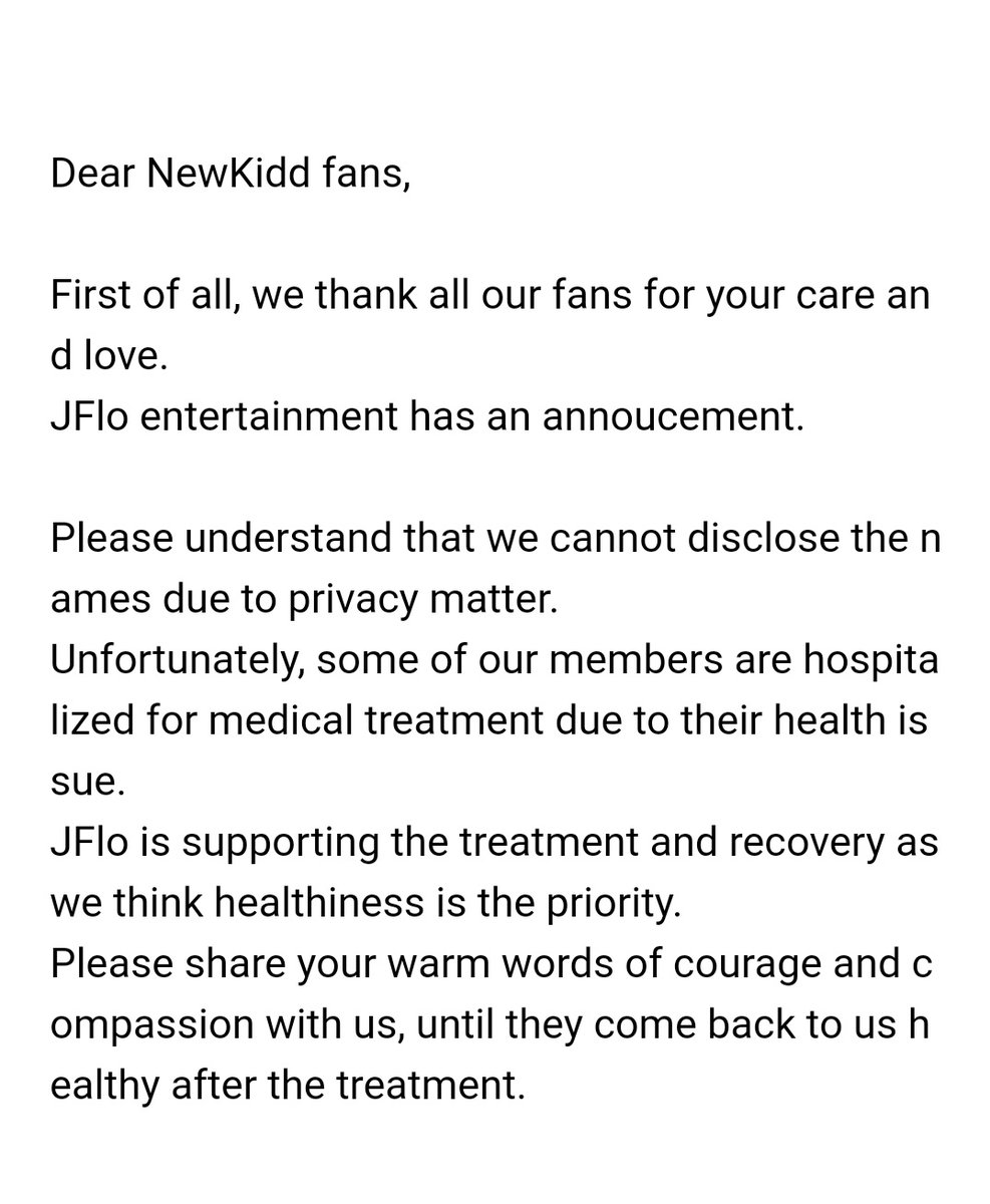 Update: j-flo entertainment released a vague statement saying some members are having health issues. JiannSolChan have disappeared for 4 freaking months and they only released this statement now... and this leads to more confusion for fans.  #NewkiddAre7  #JusticeForNewkidd
