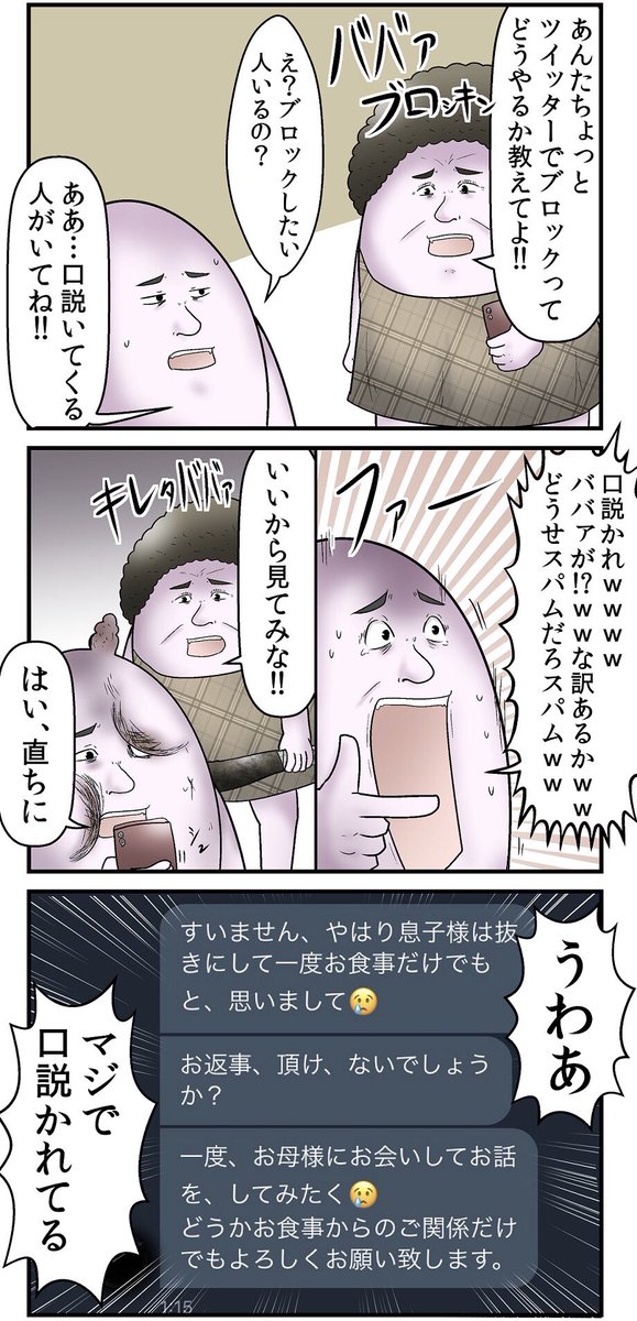 母親、Twitterで暴言吐かれたりとかした経験はないけどDMでマジで口説かれた事はあるんだよな。人の母親を口説くな。 