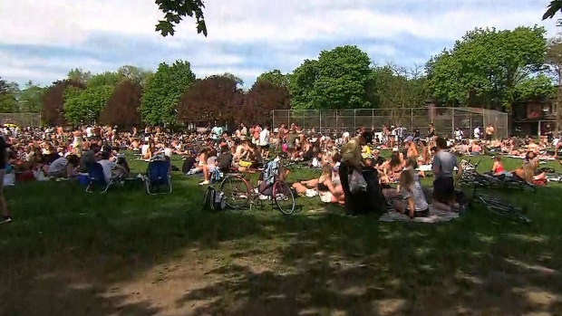 CTVNews's tweet photo. Isolation fatigue 'partly' to blame for mass gathering at Toronto park, expert says https://t.co/9AM8Bnlf2s https://t.co/HcSO0gok8G