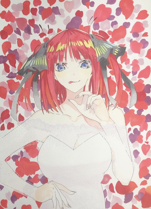 とむさんがTwitterに投稿した中野二乃(五等分の花嫁)のイラスト。