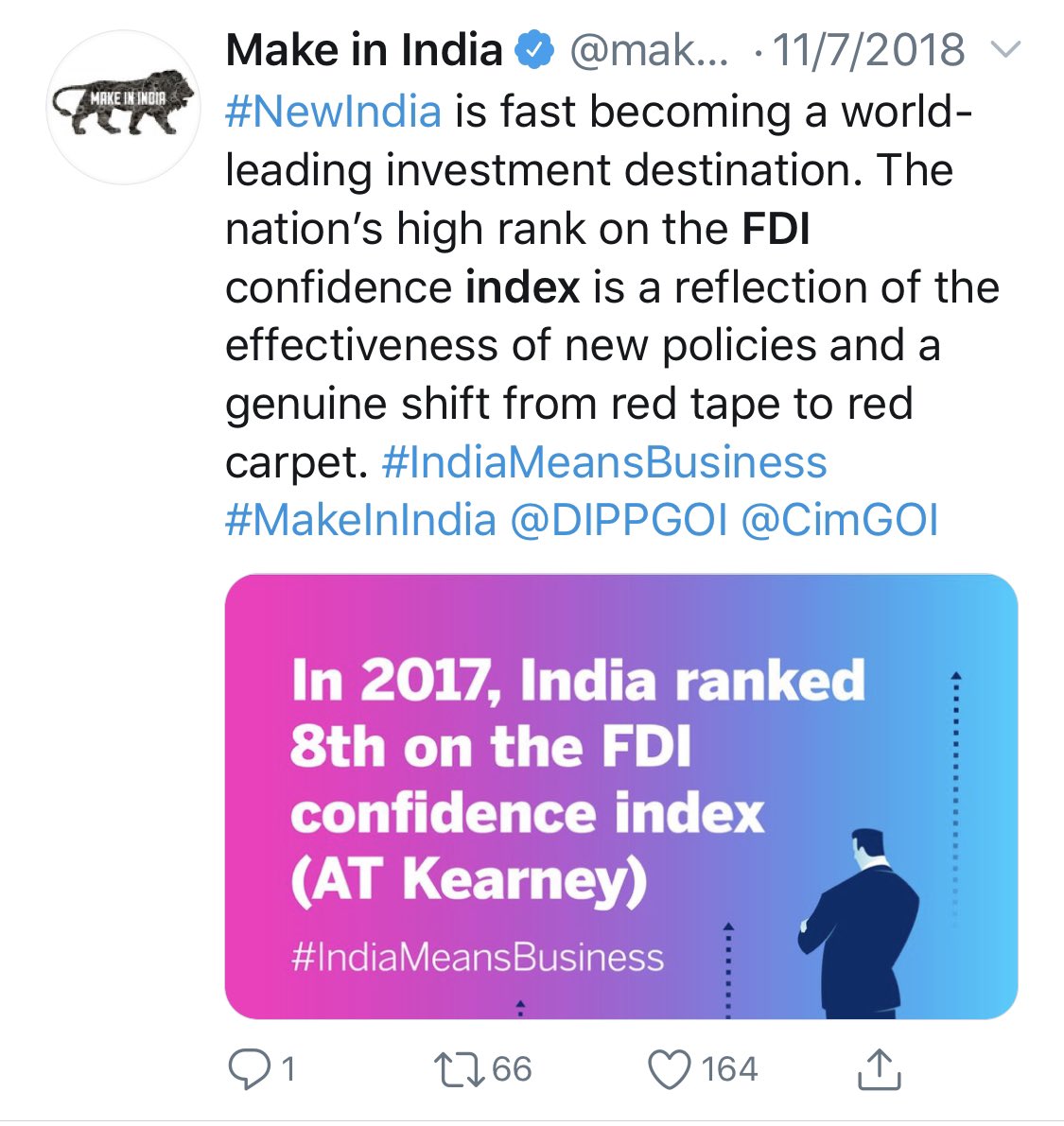 In 2017, amid great fanfare PM Modi had announced that India has ‘jumped’ to 8th place in the 2017 Global FDI Confidence Index. It was touted as a ‘Make in India’ milestone that India was in the ‘Top 10’. 2/n