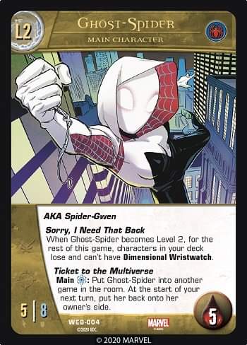 DeconstructVS's tweet photo. Ghost-Spider
Card Number: WEB-004
Comic: Spider-Gwen: Ghost-Spider. Issue 1, Cover (variant).
Artist: #BengalAmari
Writer: @seananmcguire
#vs2pcg #games #cardgames #marvel #marvelcomics #lcg #tcg #art #comicart #deckbuilder #upperdeck https://t.co/VPCV1ZvbfK