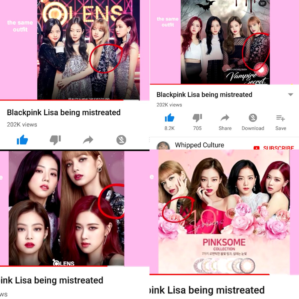 -Olens cropping Lisa out & writing in their caption jenchuchachaeng-olens following the chinese bar of all the members except lisa-Lisa the only member who didn't change outfit in all the ads of olens