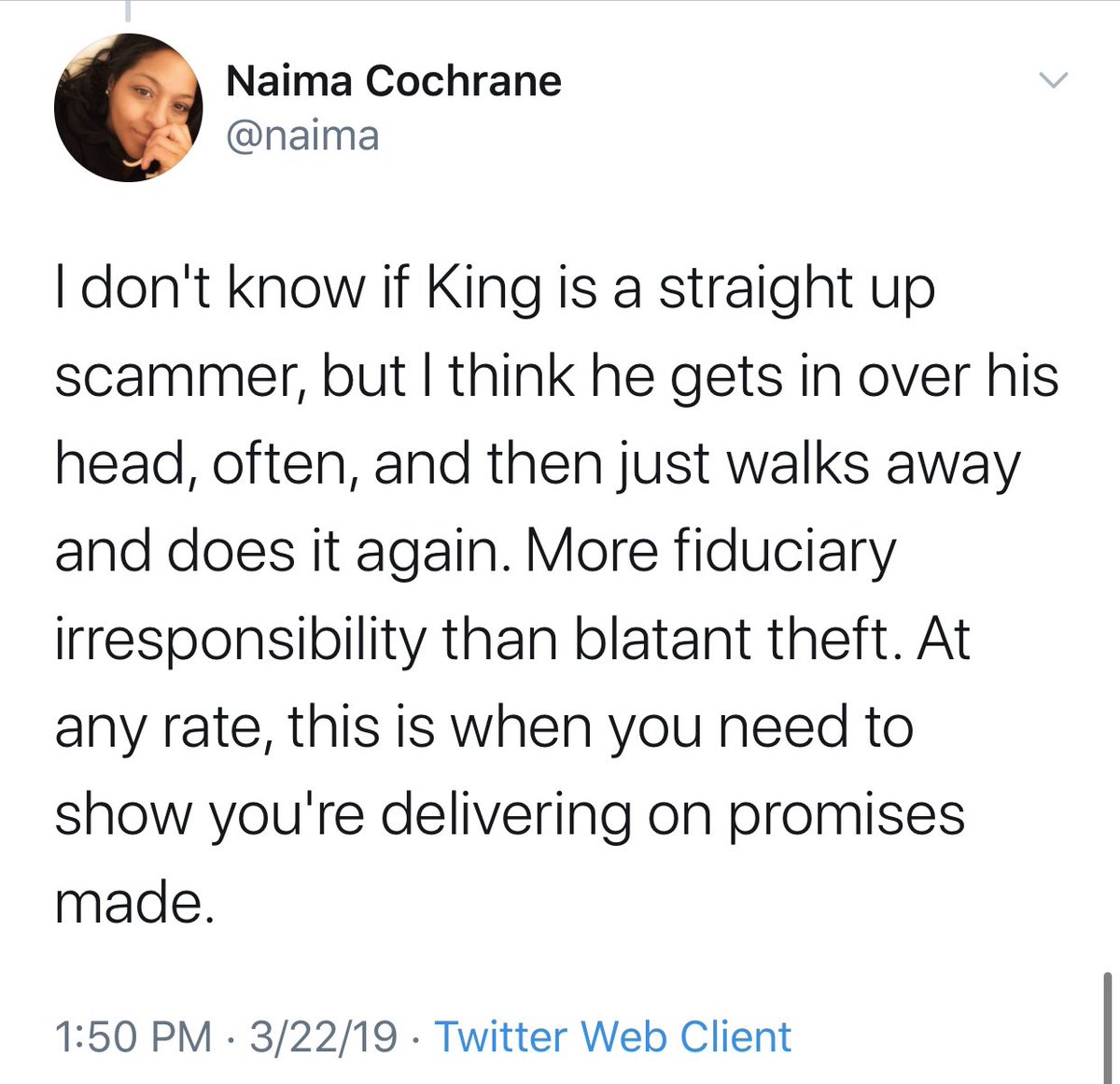 Again, at BEST, he’s a visionary but poor planner and executor who doesn’t listen to others. At WORST he’s a fraud who raises money through crowdfunding instead of grants or partners bc there’s less scrutiny & it doesn’t require plans & budgets. Either way, stop giving him money