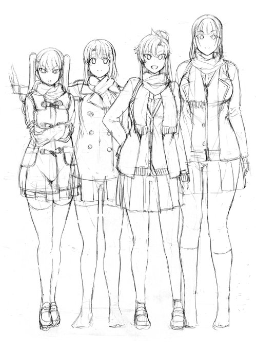 waon君が冬の登校時の設定ラフちゃんと描いてきてくれて偉い。 