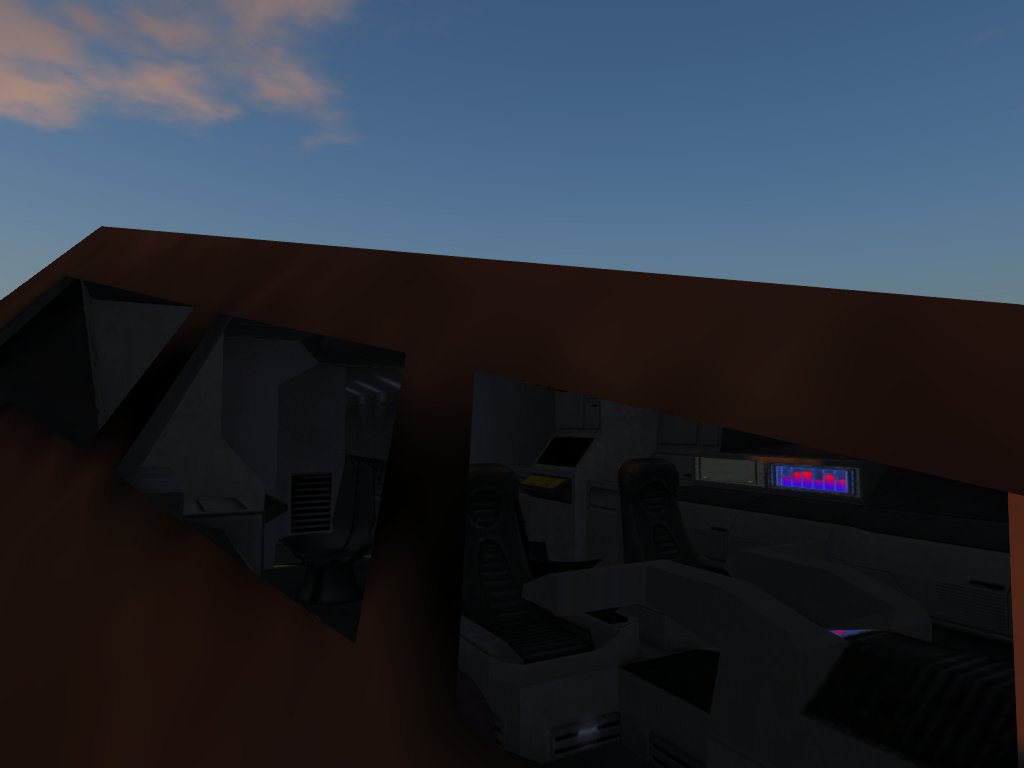 CommanderXanon's tweet photo. The cockpit of the exceedingly rare (thankfully) full dressed Longsword. The "Vengence" is a custom build on the airframe, with additional weapons to the big nukes such as missiles and plasma cannons. Full crew compliment is 3, one pilot, a gunner and a bombadier.

#OpenSim https://t.co/xuOFgUI26N