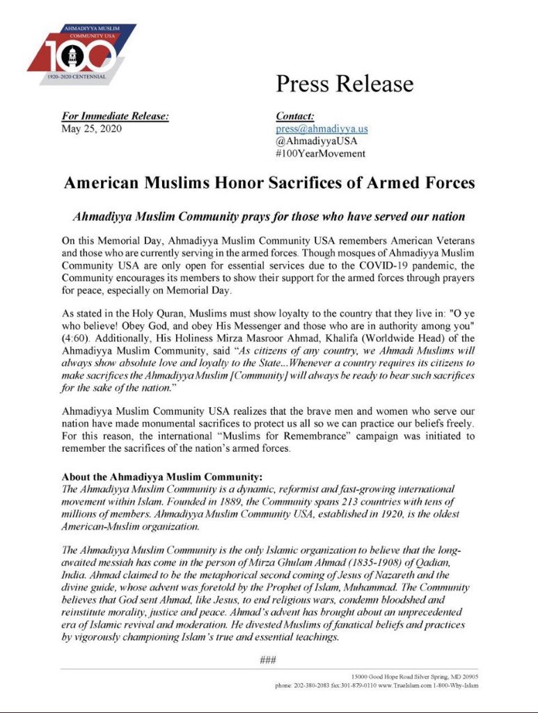 MuslimsRemember's tweet photo. American🇺🇸 #Muslims on #MemorialDay2020 honour all those who served and sacrificed everything for the country and for the freedom of others.
we stand shoulder to shoulder by saying thanks to all brave Men &amp; Women who served or serving with selflessness.
#MuslimsForRemembrance https://t.co/mC3rKCgEgl