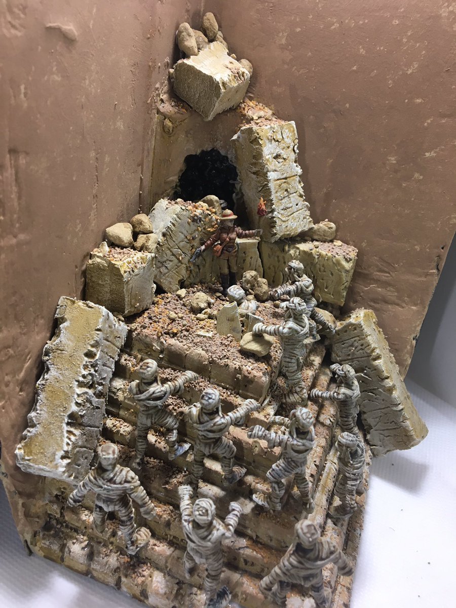 aj_minis's tweet photo. Finished up a small competition piece for @encounterterrain monthly contest. Two weeks to complete a 4x4 based piece with a theme of trap. #encounter10x10 #terrainbuilding #xpsfoam #bombshellminiatures #3dprinting #dndterrain #pulpalley #themummy #itsatrap https://t.co/B7xXcz9lon