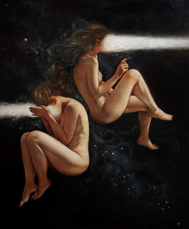 What do you think is happening here? Dissonance by <a href="/Aniuccia/">Ania Tomicka</a> (oil on panel, 40cm x 50cm) is available through #WildBeastsArtAgency, a London-based art agency representing ground-breaking UK and international artists.

#beautifulbizarre #aniatomicka #wildbeastsart #londonart