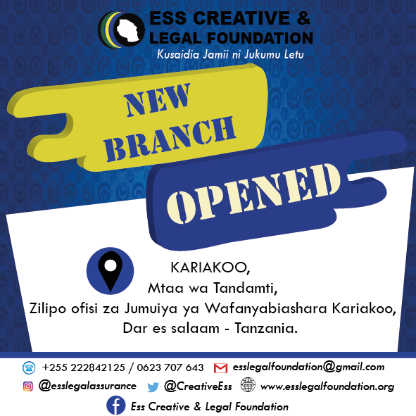 CreativeEss's tweet photo. Tunapenda kutambulisha tawi letu jipya lililopo Kariakoo, mtaa wa Tandamti karibu na kituo cha mafuta cha Big Bon, jengo la njano zilipo ofisi za Jumuiya ya Wafanyabiashara Tanzania. Karibu sana ujipatie huduma ya sheria. #esslegalassurance #userfriendlyjustice @IlalaYetu https://t.co/gSOJQUFDOZ