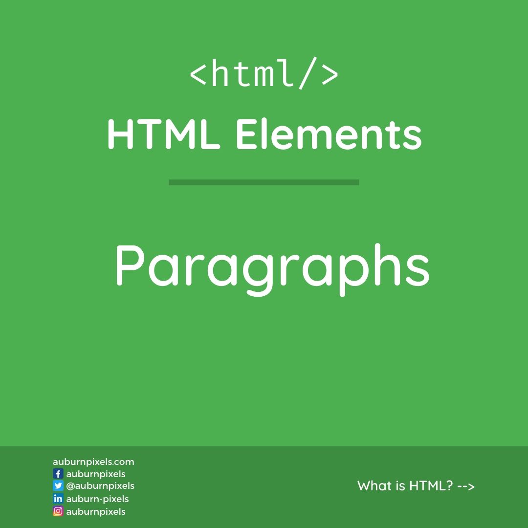 auburnpixels's tweet image. 💻 HTML Elements - Paragraphs
Paragraphs, like headings which we looked at last week, provide structure to a web page. Breaking up your content into HTML paragraphs make it easier to read.
#codebits #HTML #coding #100DaysOfCode #CodeNewbies #programming #webdev #webdevelopment