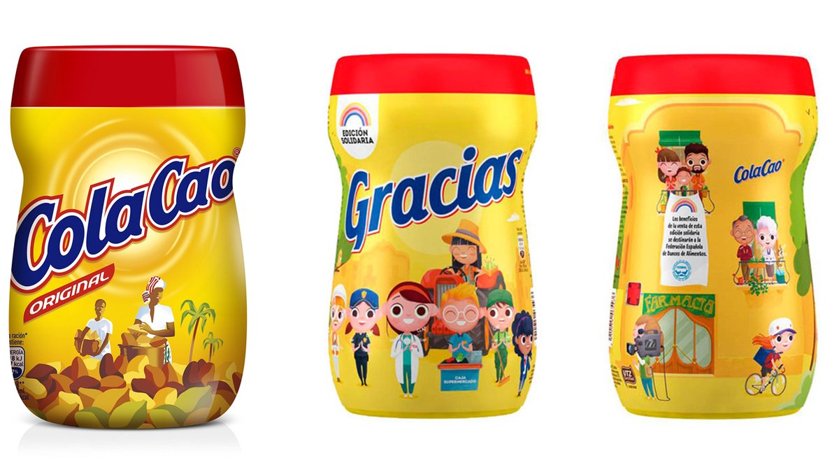 raykolorenzo's tweet photo. El cambio en el #packaging de @colacao con el que ha querido rendir homenaje a los héroes que trabajan en esta crisis sanitaria... 

Ayudará directamente a la Federación Española de Bancos de Alimentos @fesbal_org 👏🙌👍

https://t.co/mc8R08xMDi #Covid19 #Solidaridad https://t.co/rWjFnqvC01