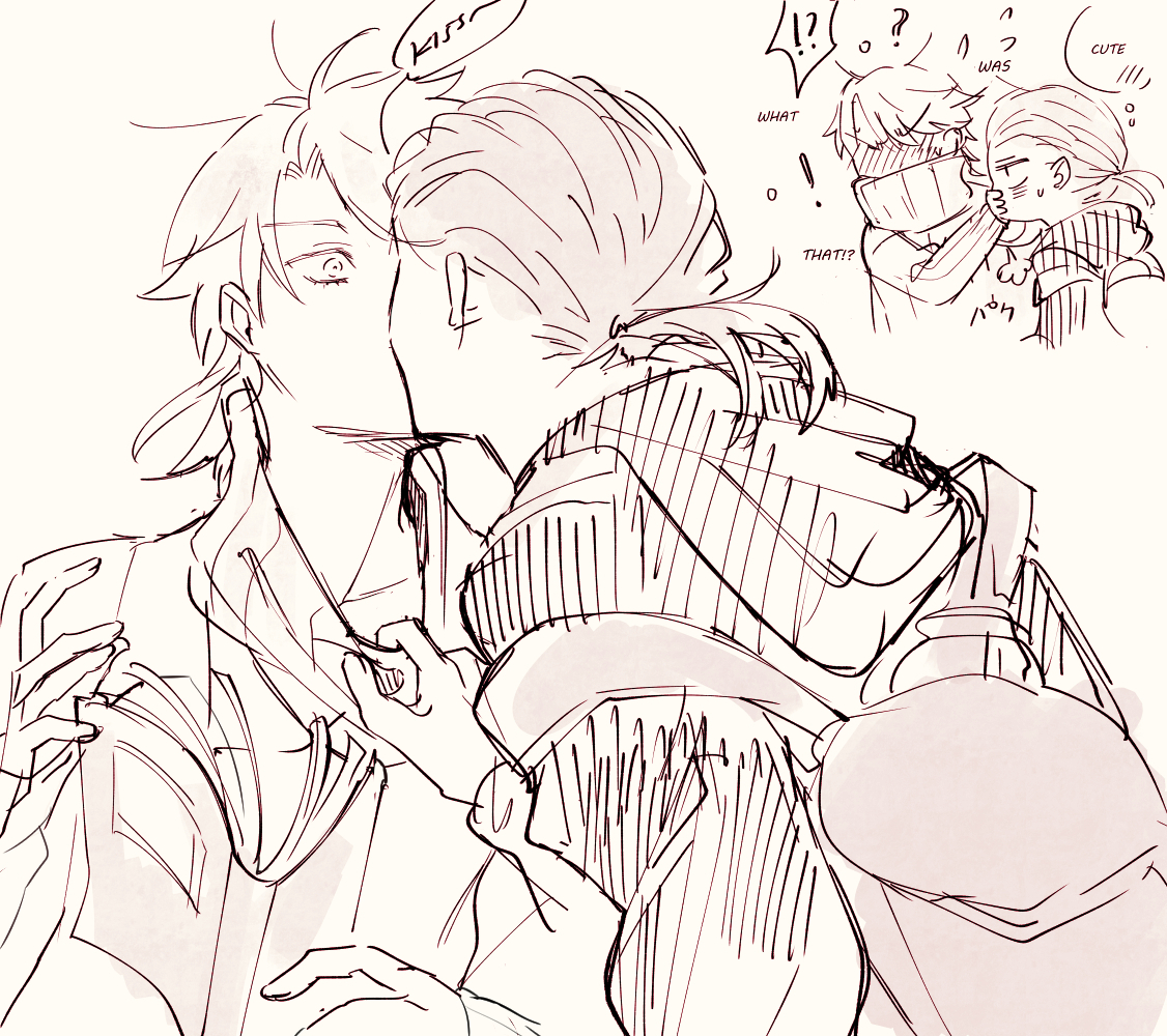 傭占  傭納   探傭

originally for キスの日 but since i'm late, well...
anw i actually had fun brainstorming their interaction for this prompt 