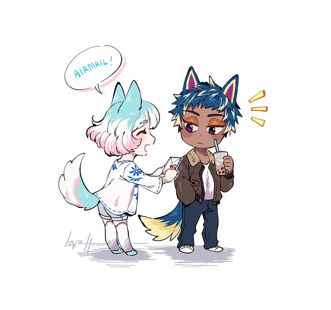[AC] My two wolf villagers Skye &amp; Wolfgang!! I love that they look like complete opposites ☺️ #ACNH #AnimalCrossing 