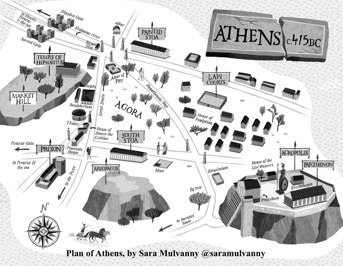 CarolineLawrenc's tweet photo. The erudite scholar @DrDanStewart1 kindly read my MS of #TimeTravelDiaries #AdventureInAthens & advised me on the topography of Athens for the fab map by @saramulvanny (any mistakes mine of course!) So I gave him a little #EasterEgg credit in the book!π https://t.co/OY1NgXsDbt https://t.co/1jKNzddkI4