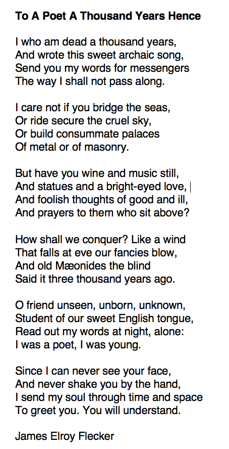 218 To A Poet A Thousand Years Hence by James Elroy Flecker https://soundcloud.com/user-115260978/218-to-a-poet-a-thousand-years-hence-by-james-elroy-flecker  #PandemicPoems