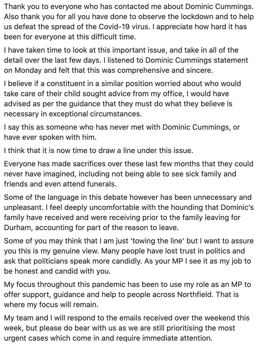 GarySambrook89's tweet photo. Here is a copy of my response Iโll be sending to people who have contacted me about Dominic Cummings https://t.co/zcH3oglV6f