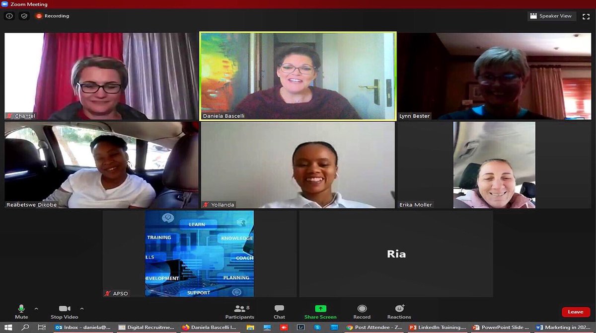 DBascelli_INTL's tweet photo. Incredible training session facilitated this morning with some of SA’s best digital recruitment specialists. Grateful to engage with top professionals making a positive difference in the employment sector, We thank YOU! 👈 @APSOZA #recruitment2020 #digitaltraining #APSO2020 https://t.co/yXBj5jKh9f