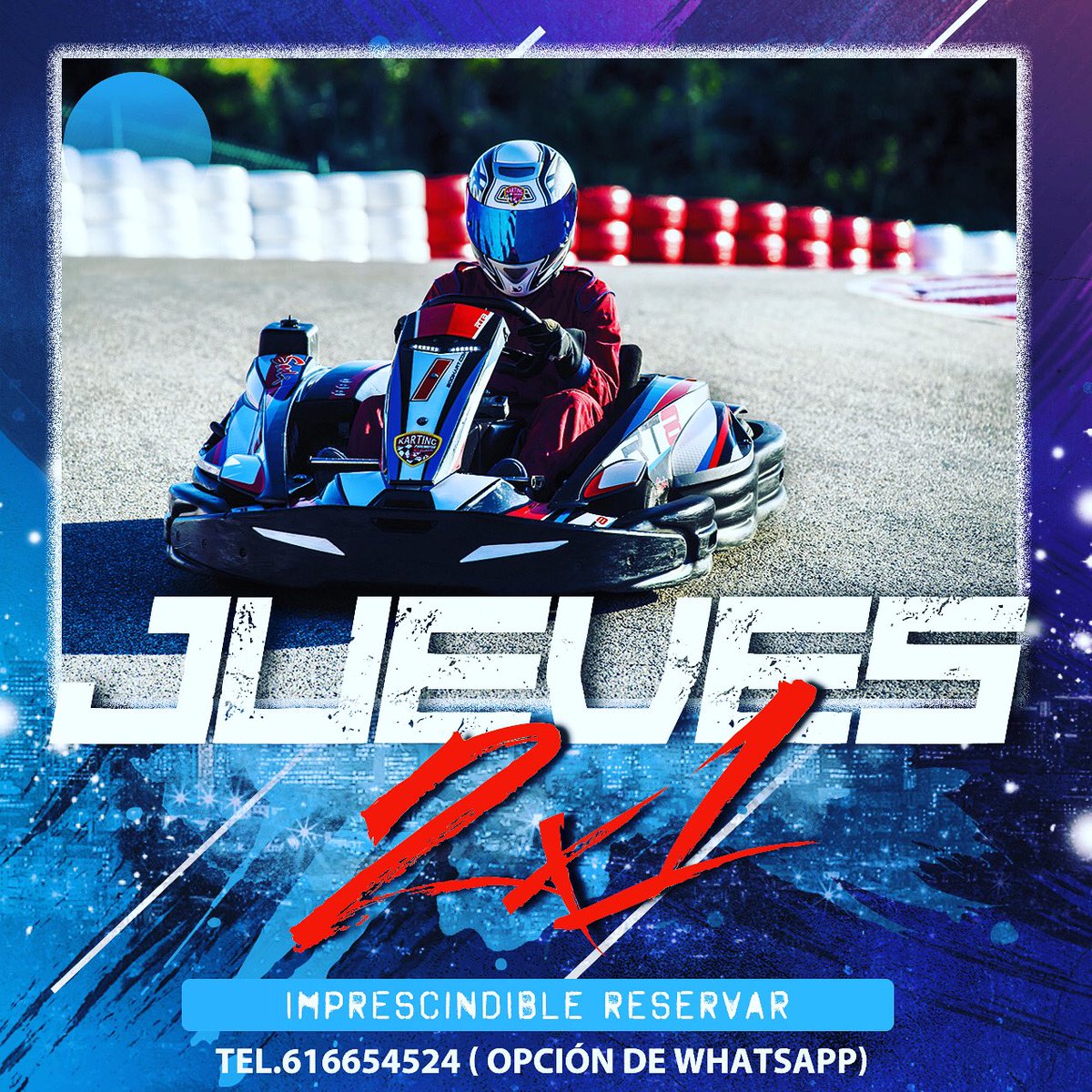 REPETIMOS 2x1 🙌🏼 Como no podría ser de otra manera, este próximo jueves, repetimos 2x1 en tandas de kart RT8.
.
.
Recordar que es imprescindible reservar.
.
.
📱 616 654 524 (también opción WhatsApp)
.
.
¡Os esperamos!