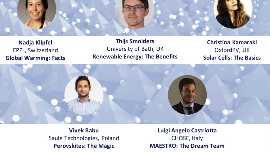Our ESRs are covering different aspects of solar energy &amp; perovskites in our upcoming webinar.

"Why perovskites could be a game changer for solar energy?"

Friday 5 June at 14:30-16:00 CEST!

More information and registrations below:

maestro-itn.eu/maestro-webina…