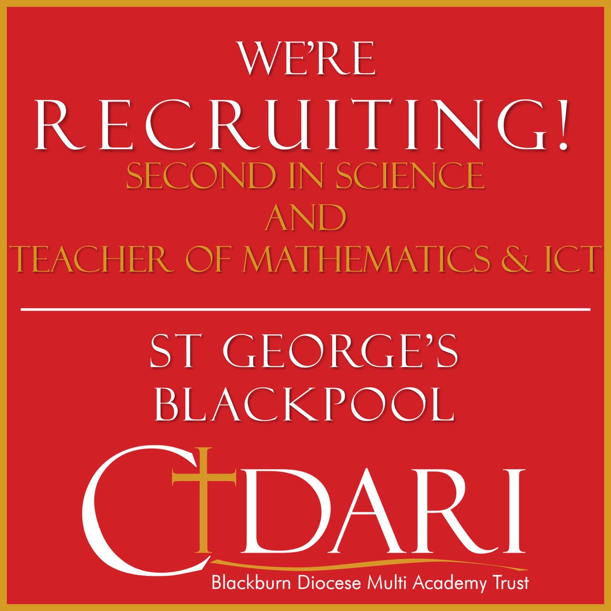 CidariJ's tweet photo. St George's School - A Church of England Academy are currently recruiting for two outstanding practitioners - Second in Science and Teacher of Mathematics and ICT. Follow the link for further details and to apply; https://t.co/f6CG1tCIl7 https://t.co/mJeFlmgOzj