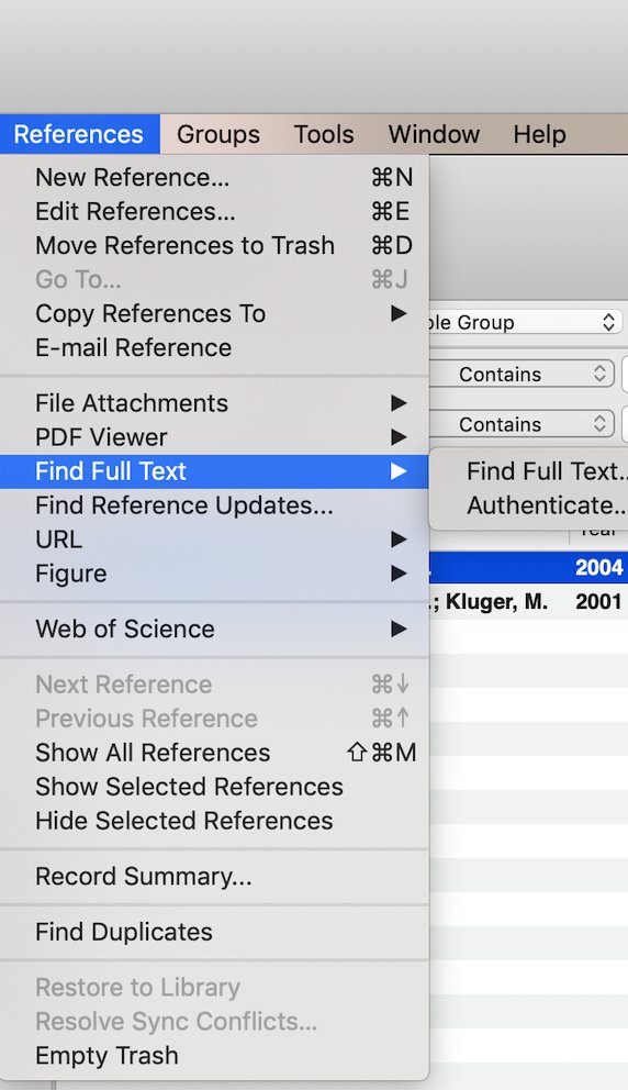 2. Find full text: For bonus points, click Authenticate first, login to your (hopefully Athens linked) institution and search a huge amount of databases for a PDF. This will then load to the selected reference.