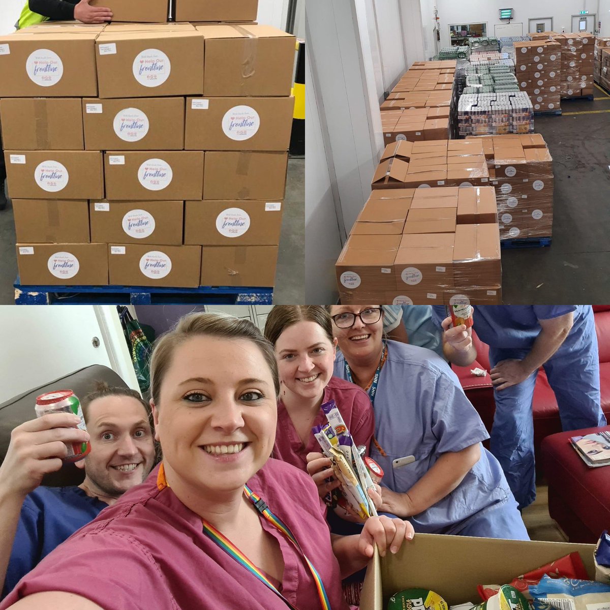 helpfrontline's tweet photo. Just some of the 500+ packages going out around the UK this week to locations such as Rotherham ITU, pictured below.

Mega thanks to all at @LomondWholesale for volunteering to put everything together, as well as @castellhowell, @LynasFoodOutlet &amp; 
@sterlingserv for distributing! https://t.co/LWMNnwU43N